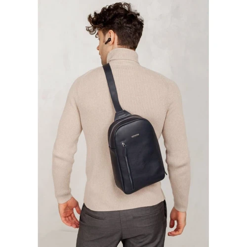 Чоловіча сумка-слінг BlankNote темно-синя (BN-BAG-42-navy-blue): Фактура матова, Гладка