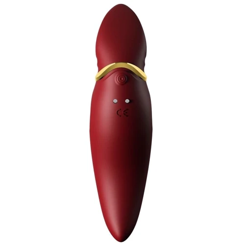 Вибратор 2в1 с язычком Zalo - Hero Wine Red (кристалл Swarovski)