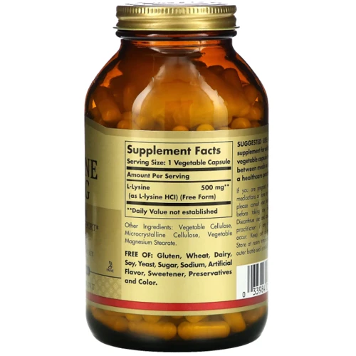 Solgar L-Lysine Лизин 500 мг 250 капсул: Форма выпуска Капсулы
