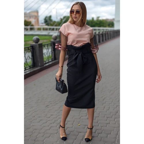 Спідниця FLFashion Бейліс Хюб 3134 50 чорна олівець подовжена міді: Фасон олівець