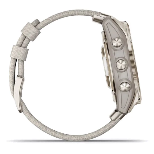 Смарт-годинник Garmin Epix Pro (Gen 2) 42mm Sapphire Soft Gold з Cream Heathered Nylon Band (010-02802-20): Матеріал корпуса Армированный волокном полимер с титановой задней крышкой