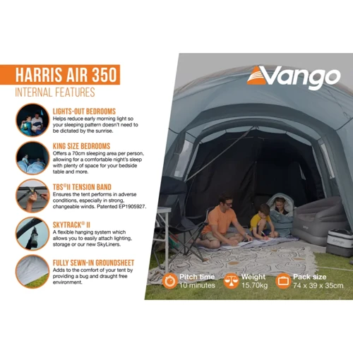 Палатка Vango Harris Air 350 Mineral Green (TETHARRAI000001) (930838) фото 12