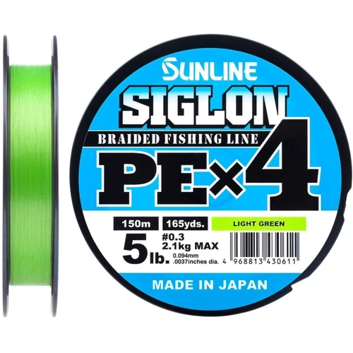 

Шнур Sunline Siglon Pe х4 150м, #0.3/0.094мм, 5lb/2.1кг, салатовый (1658.09.01)