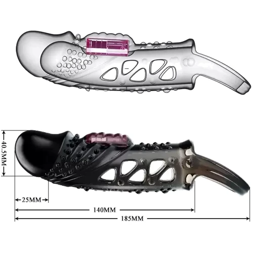 Удлиняющая насадка с вибростимуляцией BAILE PRETTY LOVE - PENIS SLEEVE Cecelia, BI-026242-1