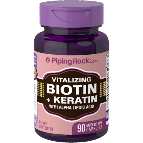 Piping Rock Biotin 5000 mcg (5mg) Plus Keratin, 90 Capsules Биотин плюс Кератин