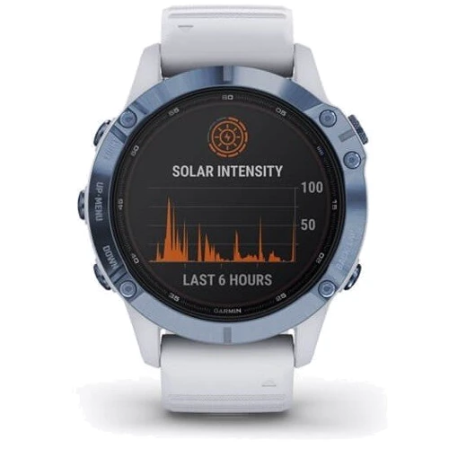 Смарт-часы Garmin Fenix 6 Pro Solar Edition Mineral Blue with Whitestone Band (010-02410-19/18): Дисплей 1.3 Transflective 240х240