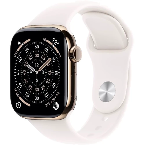 Apple Watch Series 11 GPS + Cellular 42mm Gold Titanium Case with Light Blush Sport Band - M/L (MF8X4)