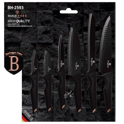 Набір кухонних ножів Berlinger Haus Black Rose Collection 6 предметів (BH 2593): Найменування Набор кухонных ножей 6 пр.