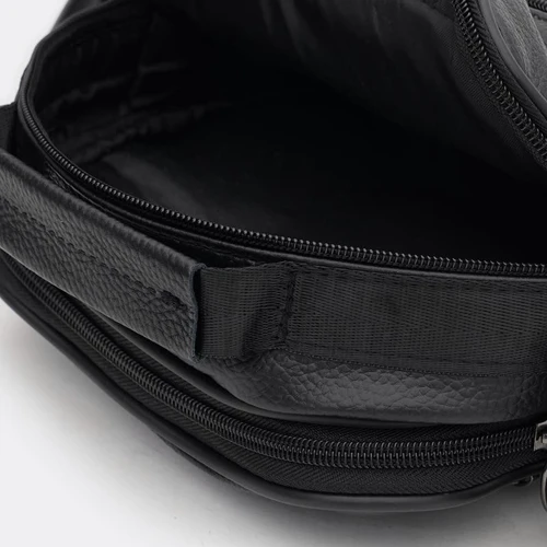 Мужская сумка через плечо Borsa Leather черная (K16683-1bl-black): Фактура Матовая, Зернистая