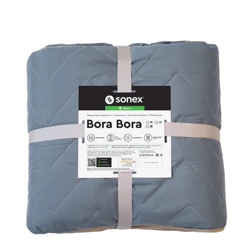 Покривало Sonex Bora Bora двостороннє 220x240 см + наволочка 50x70 см (2 шт.) коричневий/сірий (SO102399)