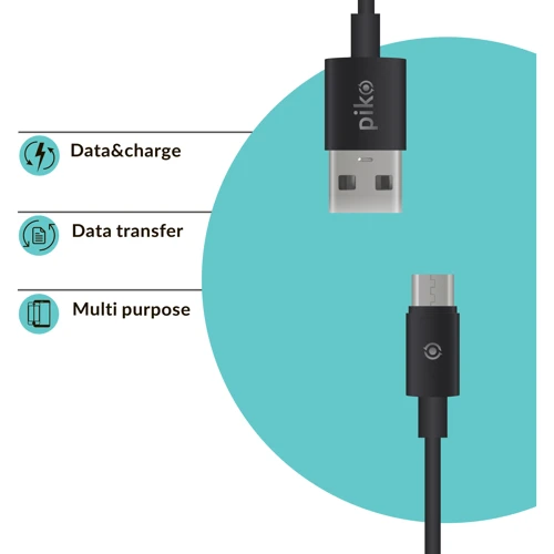 Кабель Piko USB Cable microUSB 2m Black (CB-UM12): Тип USB Cable - microUSB