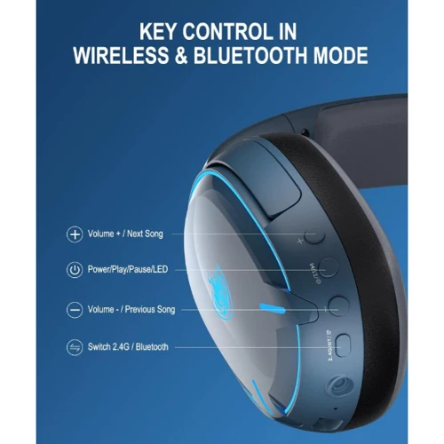 Наушники Kotion Each Q6 2.4G Blue: Тип конструкции полноразмерные