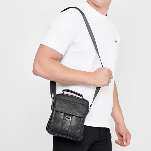 Чоловіча сумка через плече чорна Keizer (K12045a-black): Тип ручки Плечевой ремень, Короткая ручка