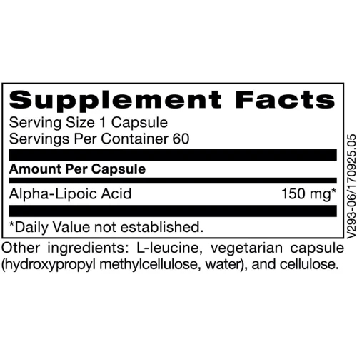 Klaire Labs Alpha-Lipoic Acid 150 mg Альфа-липоевая кислота 60 капсул: Вид Ферментные