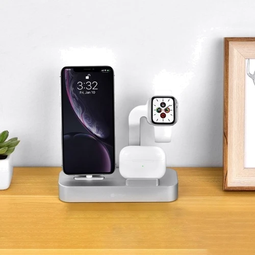 Док-станция COTEetCI Base29 3in1 Stand Silver (CS7211-TS) for Apple iPhone, Apple Watch and Apple AirPods фото 2
