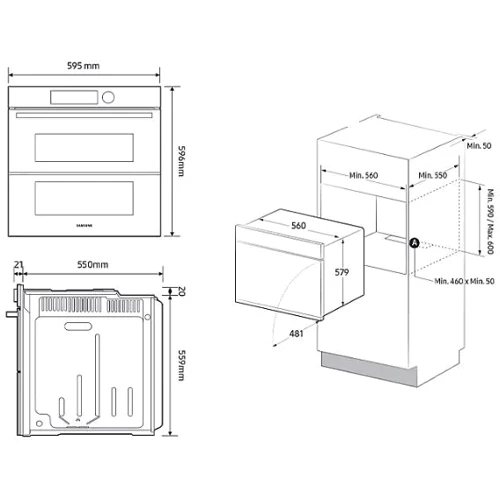 Духовой шкаф электрический Samsung NV7B44205AK: Объем, л 76
