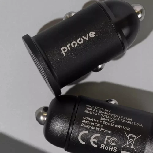 Зарядное устройство Proove Car Charger USB+USB-C Tiny Power 20W Black: Тип автомобильное