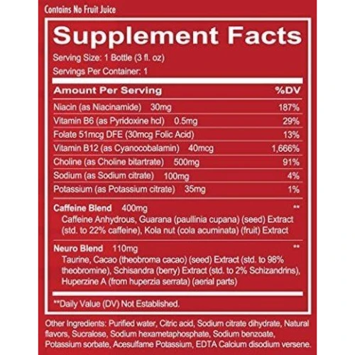 Энергетик Redcon1 Fubar Energy shot 88.7 ml Blue raspberry: Тип Энергетики