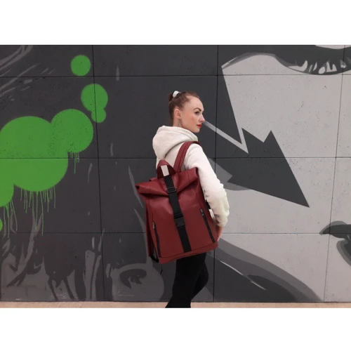 Женский рюкзак Sambag RollTop One бордовый (24208005): Тип ручки Плечевой ремень, Короткая ручка