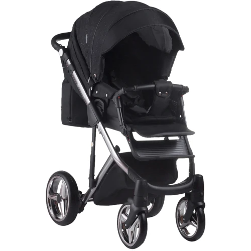 Коляска 2 в 1 Adamex Lucianо Polar (Graphite) Y86 черный - черный в точку (хром рама) (622625): Возможность установки люльки есть