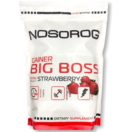 Гейнер Nosorog Nutrition Big Boss Gainer 1500 g / 15 servings / Strawberry