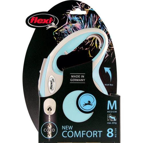 Поводок-рулетка Flexi New Comfort M до 20 кг 8 м голубой (4000498043110): Тип шнура Трос