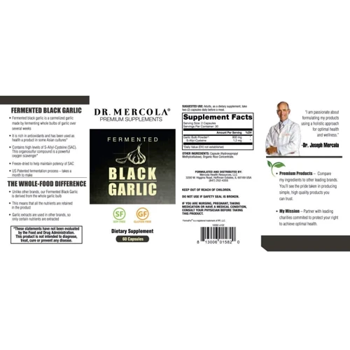 Dr. Mercola Fermented Black Garlic 60 Caps Чорний часник ферментований: Форма випуску капсули