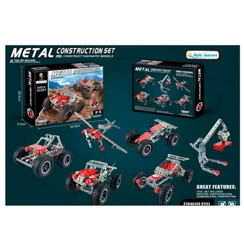 Конструктор металевий A-Toys Construction Set 6 в 1 з викруткою, 288 деталей (869-6)