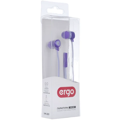 Наушники Ergo VM-201 Violet: Тип конструкции вакуумные
