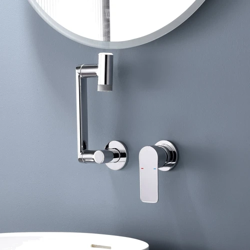 Смеситель настенный Lefton Single-Handle Wall Mount Bathroom Faucet with Temperature Display-BFWM2401 Chrome: Вид смесителя Однорычажный