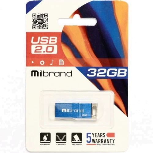 USB-флешка Mibrand 32GB Сhameleon Blue USB 2.0 (MI2.0/CH32U6U): Стандарт USB USB 2.0