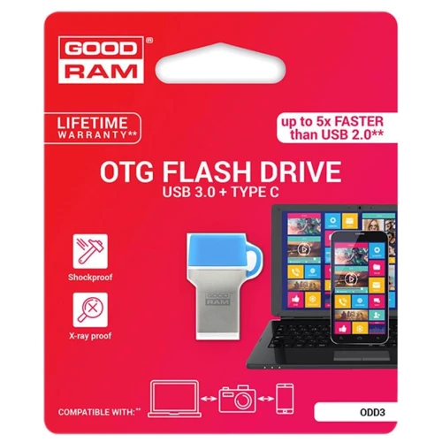 USB-флешка GOODRAM 64GB ODD3 USB 3.0/Type-C Blue (ODD3-0640B0R11)