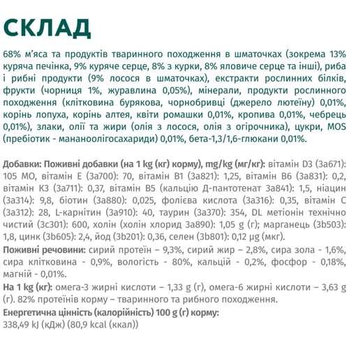 Влажный корм Optimeal Adult Cats Sterilised для стерилизованных/кастрированных для кошек с лососем и черникой в желе 12х85 г (4820269140141) фото 8