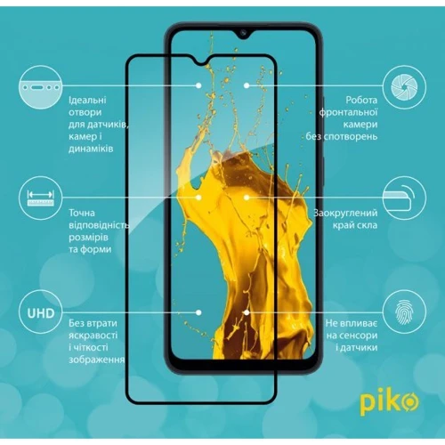 Аксесуар для смартфона Piko Tempered Glass Full Glue Black для Xiaomi Redmi 12C: Сумісність Xiaomi Redmi 12C