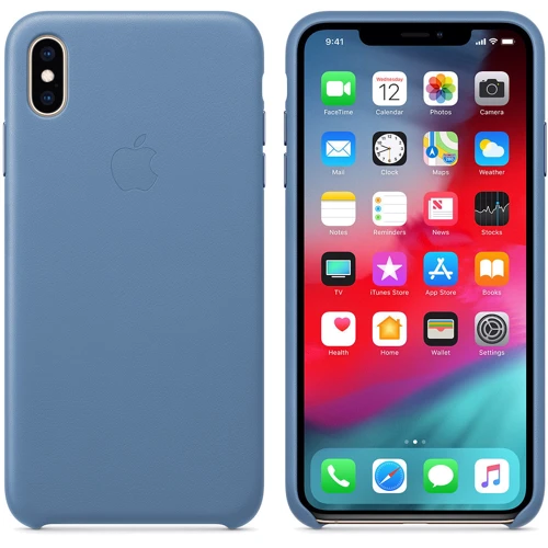 Чехол для iPhone Apple Leather Case Cornflower (MVFX2) for iPhone Xs Max: Цвет синий