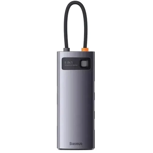 Адаптер Baseus Adapter Metal Gleam Series USB-C to 3xUSB3.0+PD+SD+TF Grey (WKWG030213): Цвет серый