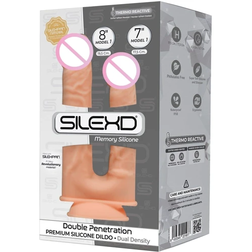 Фаллоимитатор двойной SilexD Double Gusto Flesh (Model 1 size 8" & 7"), двухслойный, силикон + Silex