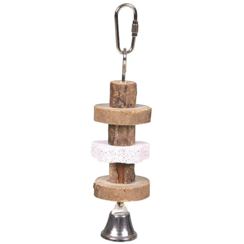 Игрушка для птиц Trixie Natural Living с вулканическим камнем и колокольчиком 16 см (4011905589510)