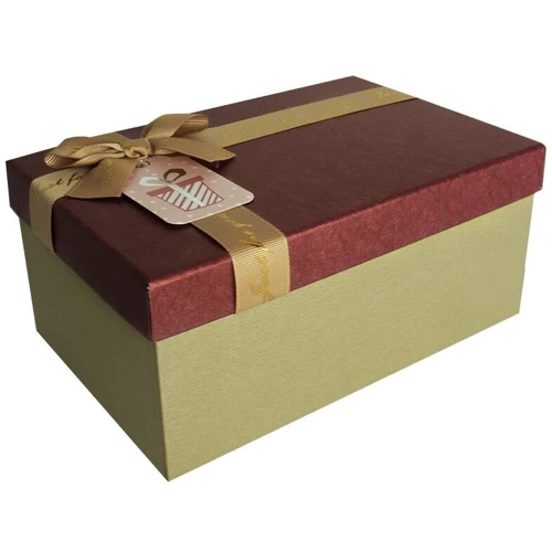 Подарочная коробка с бантом бордово-золотая, L — 29,5×22,5×13 см: undefined undefined