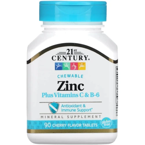 21st Century Zinc Plus Vitamins C & B-6 Chewable Cherry Flavor Цинк + витамины C и B6 вишневый вкус 90 жевательных таблеток
