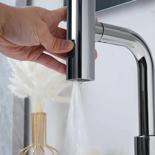 Смеситель для раковины Lefton Two-Handle Widespread Waterfall & Pull-Out Bathroom Faucet with Temperature Display-BFWS2401 Chrome: Длина излива, см 19