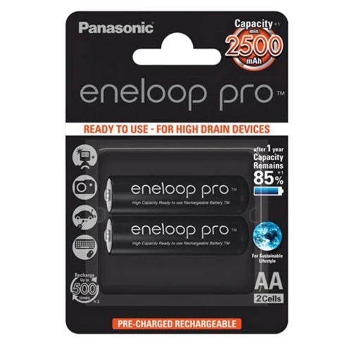 Panasonic Eneloop Pro AA 2500mAh NI-MH*2 (BK-3HCDE/2BE)