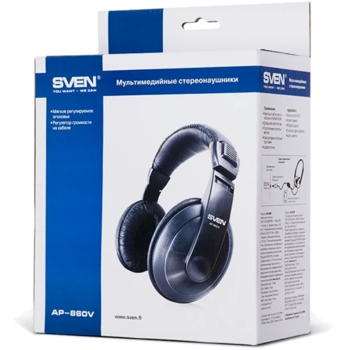 Наушники SVEN AP-860V Black: Тип крепления оголовные