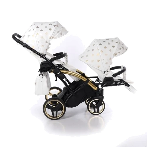 Универсальная коляска для двойни 2 в 1 Junama Glow Duo Slim 02, белый с золотым (J-G-DUOs-02): Количество блоков 2