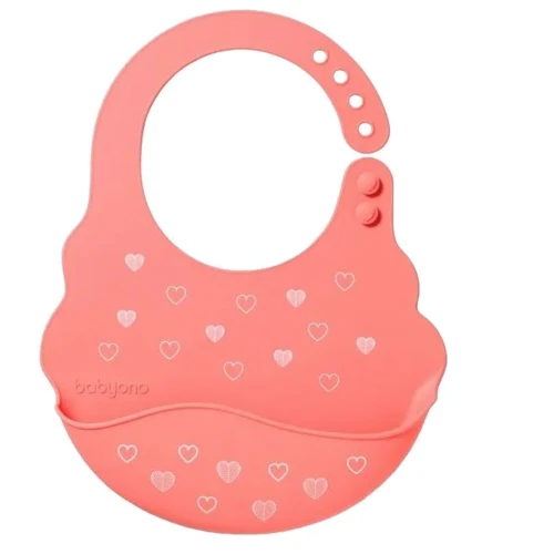 Нагрудник BabyOno Сердечка с регулируемой застежкой розовый (829/04)