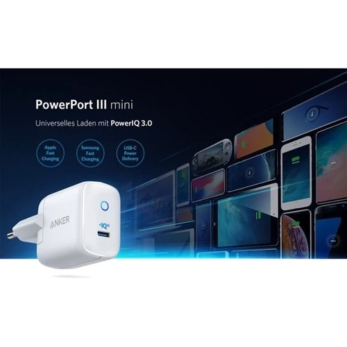 Зарядное устройство ANKER USB-C Wall Charger PowerPort III Mini 1 Power IQ 3.0 30W White (A2615L21) фото 7