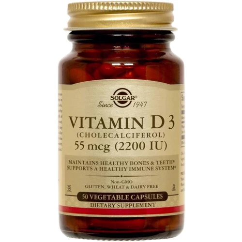 Solgar Vitamin D3 (Cholecalciferol) 2200 IU 50 Vegetable Capsules