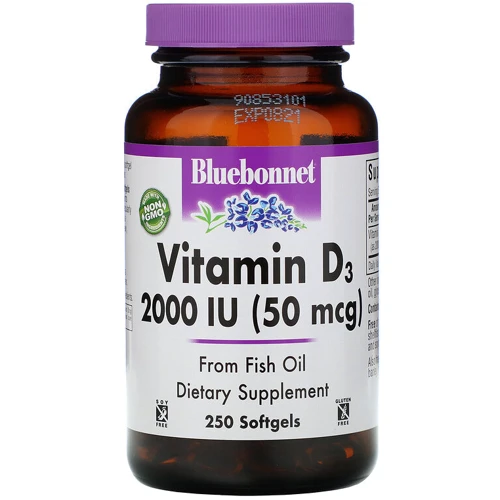 Bluebonnet Nutrition, Vitamin D3, 2,000 IU, 250 Softgels (319)