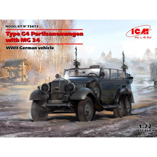 Модель ICM Немецкий штабной автомобиль Type G4 Partisanenwagen с MG 34 (ICM72473)