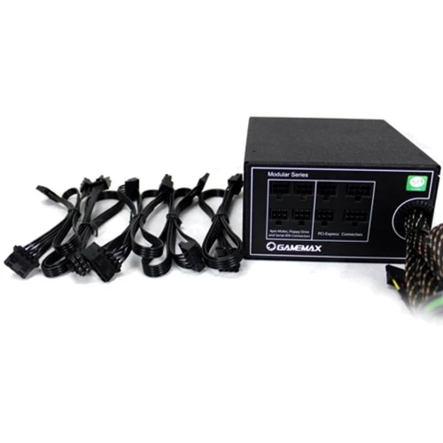 Блок питания GameMax GM-600G: Коннекторы 20+4pin / 1x4+4pin / 3 HDD / 6 SATA / 2x6+2pin